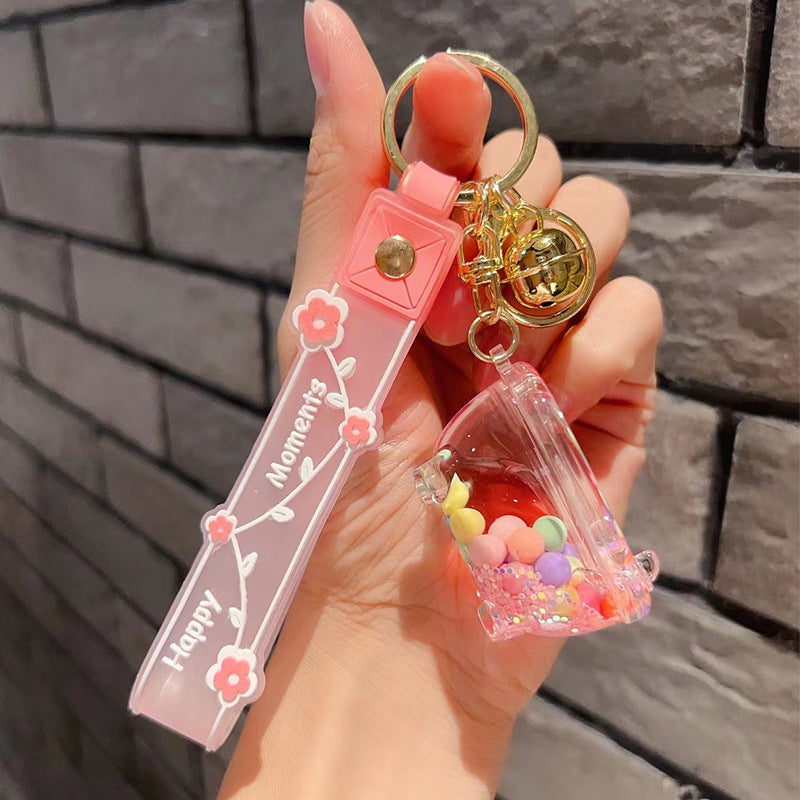 Wholesale Acrylic Bubble Beads Into Oil Quicksand Creative Key Chain